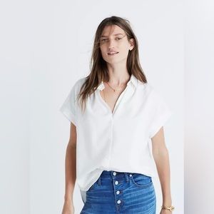 Madewell White Central Drapey shirt
